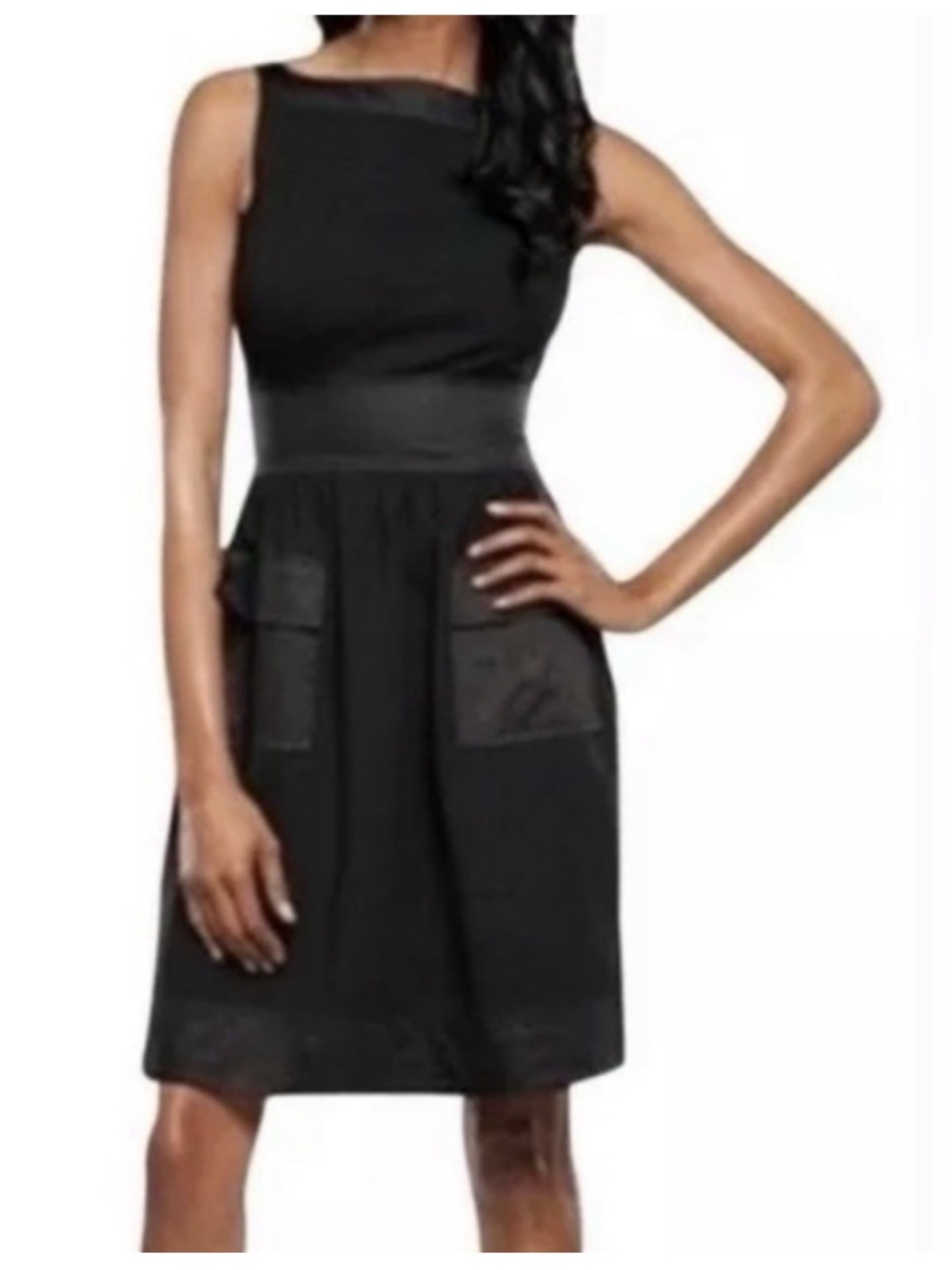 Diane Von Furstenberg DVF Zanne Black Ponte Knit Dress Women Sz 6 Luxury Pockets